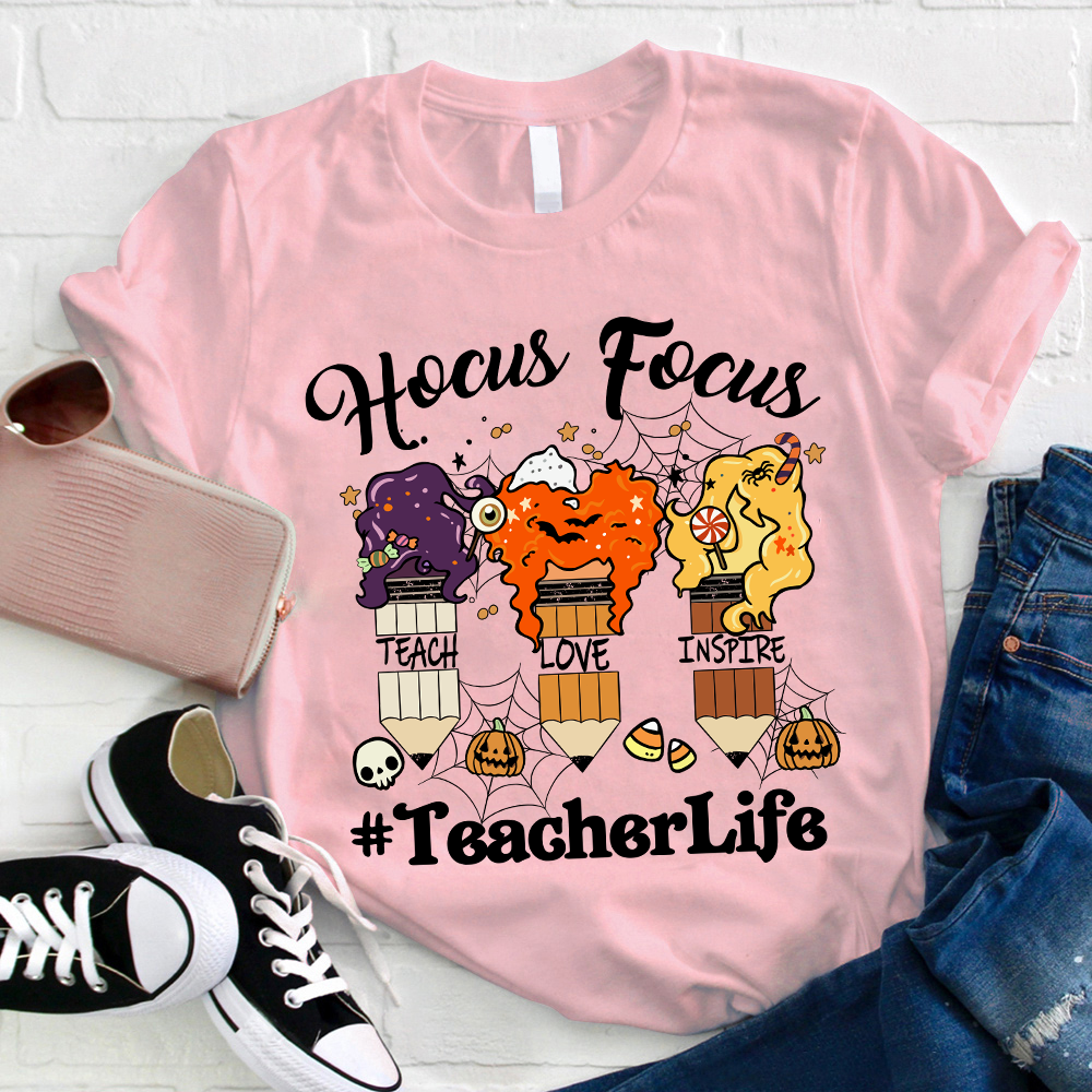 Hocus Pocus Pencil Teach Love Inspire Teacher T-Shirt