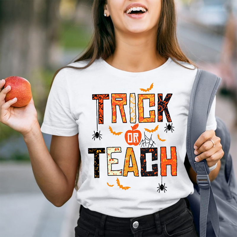 Trick Or Teach Funny Bats And Spiders T-Shirt
