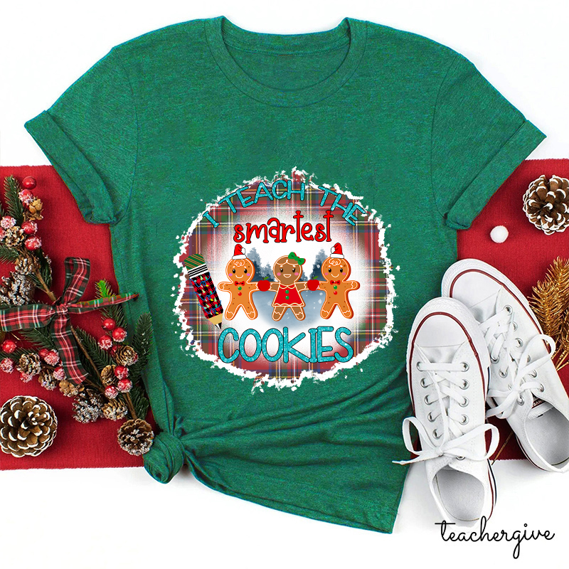 I Teach The Smartest Cookies Red Plaid Teacher T-Shirt