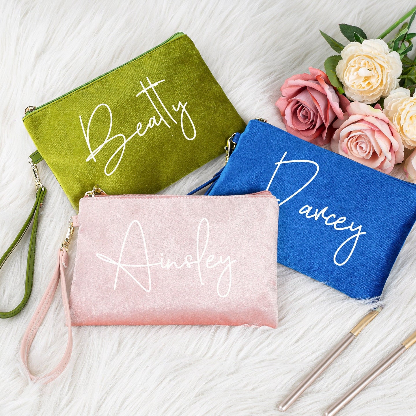 Personalized Velvet Makeup Bag