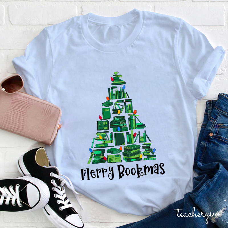 Turn The Light On Merry Bookmas Teacher T-Shirt