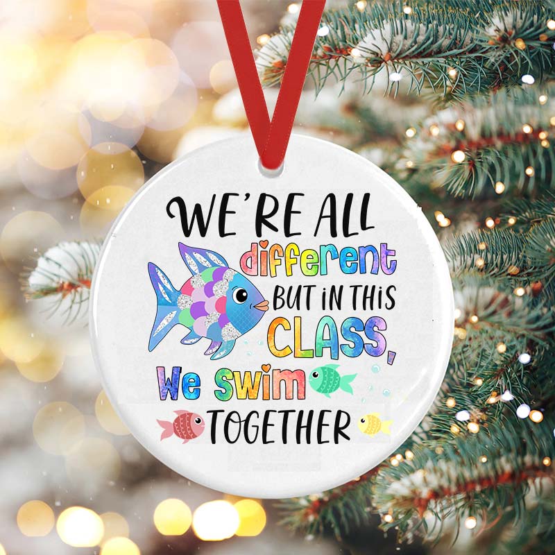 We're All Different but In This Class We Swim Together Ceramic Ornament