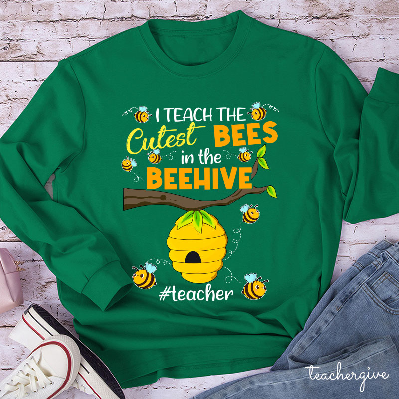 I Teach The Cuetest Bees Teacher Long Sleeve T-Shirt