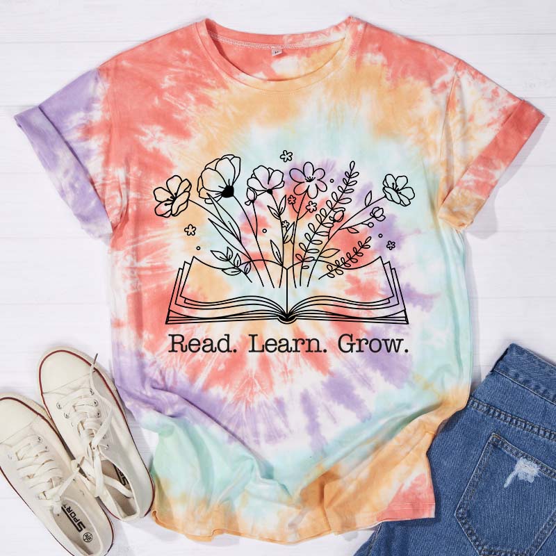 Read Learn Grow Teacher Tie-dye T-Shirt