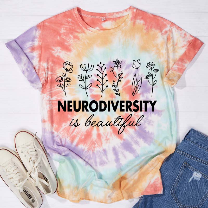 Neurodiversity Is Beautiful Teacher Tie-dye T-Shirt
