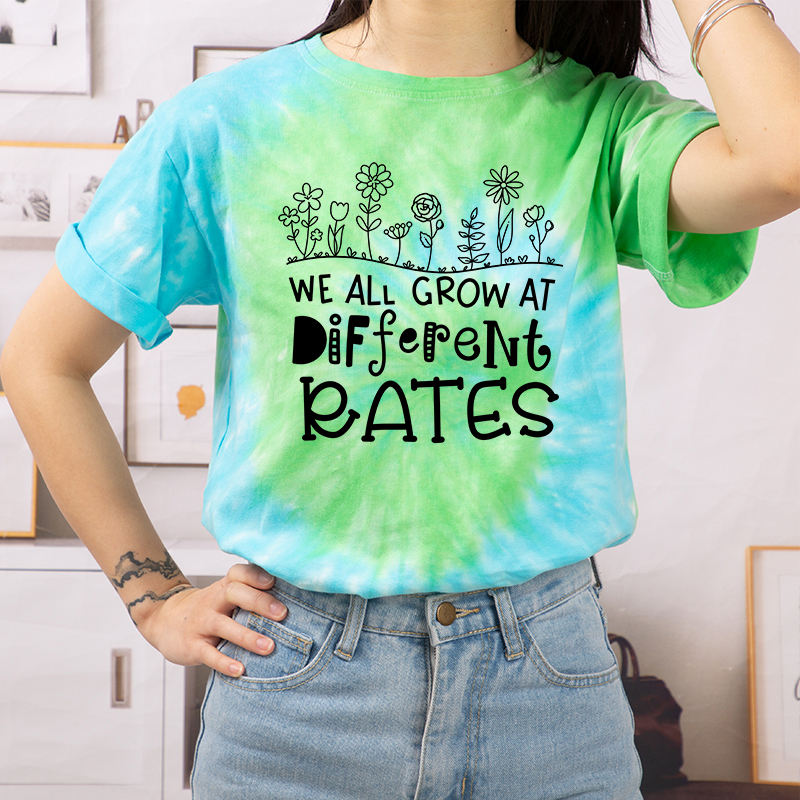 We All Grow At Different Rates Teacher Tie-dye T-Shirt