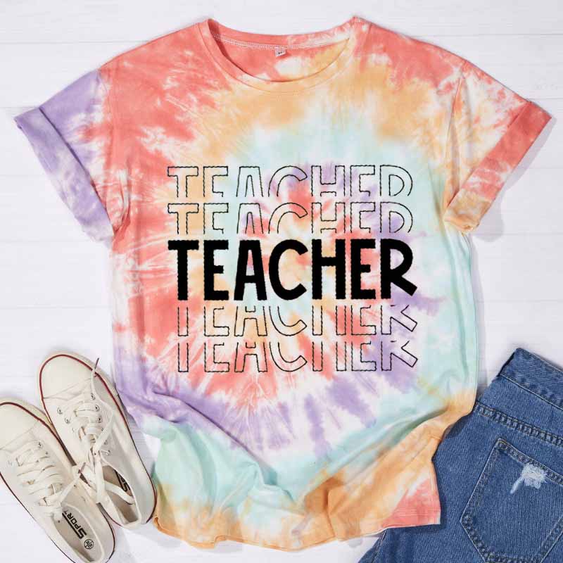 Teacher Letters Teacher Tie-dye T-Shirt