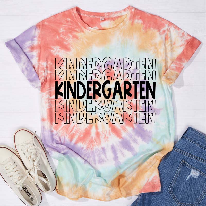 Personalized Kindergarten Teacher Tie-dye T-Shirt