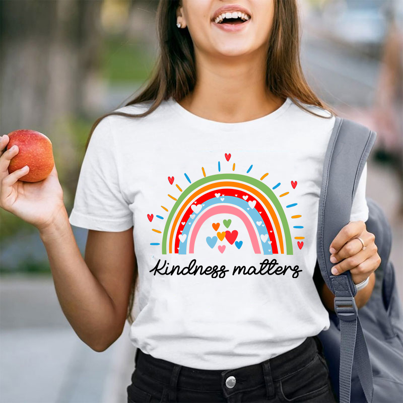 Kindness Matters Rainbow Teacher T-Shirt