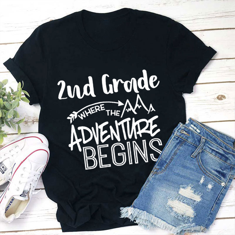 Personalized Grade Pre-K Where The Adventure Begins Teacher T-Shirt