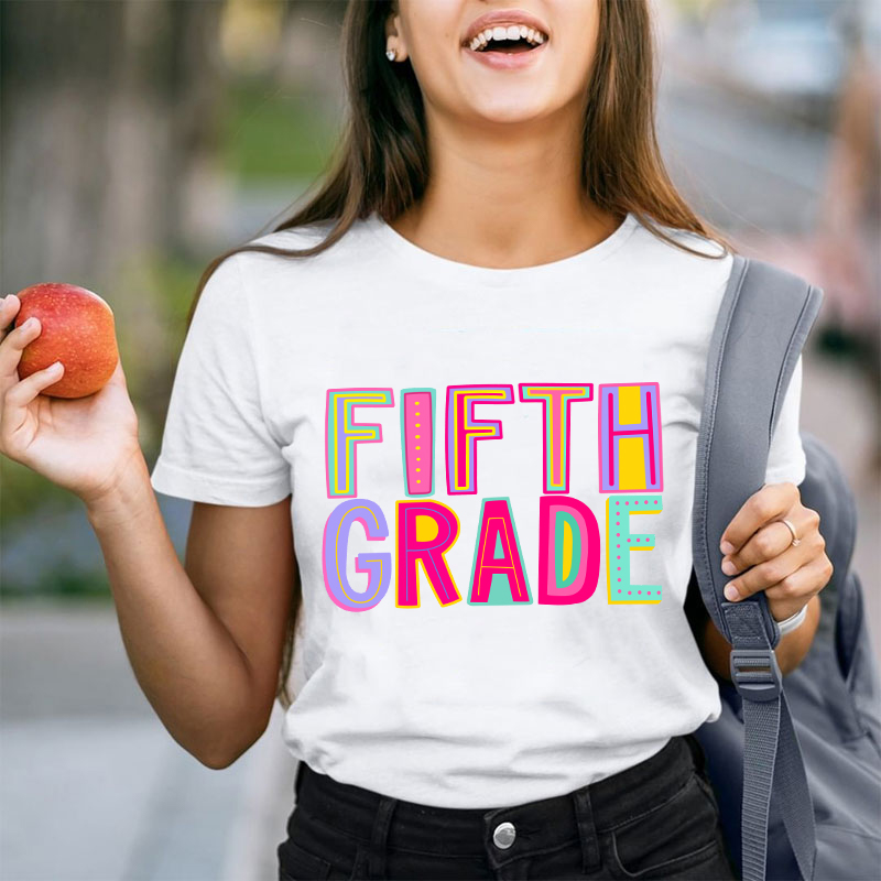 Personalized Grade Macaron Color Teacher T-Shirt