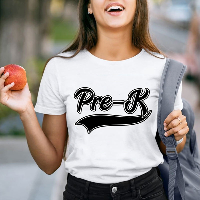 Personalized Black And White Simple Lines Teacher T-Shirt