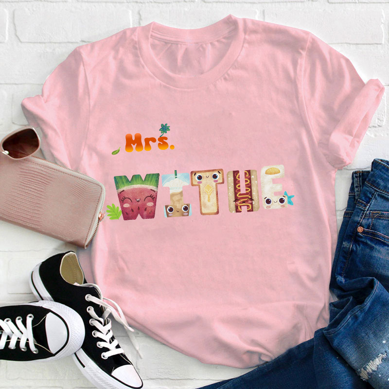 Personalized Name Fruits Teacher T-Shirt