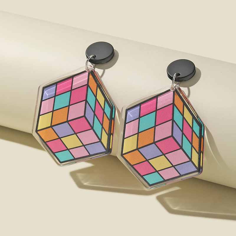 Cartoon Magic Cube Drop Earrings