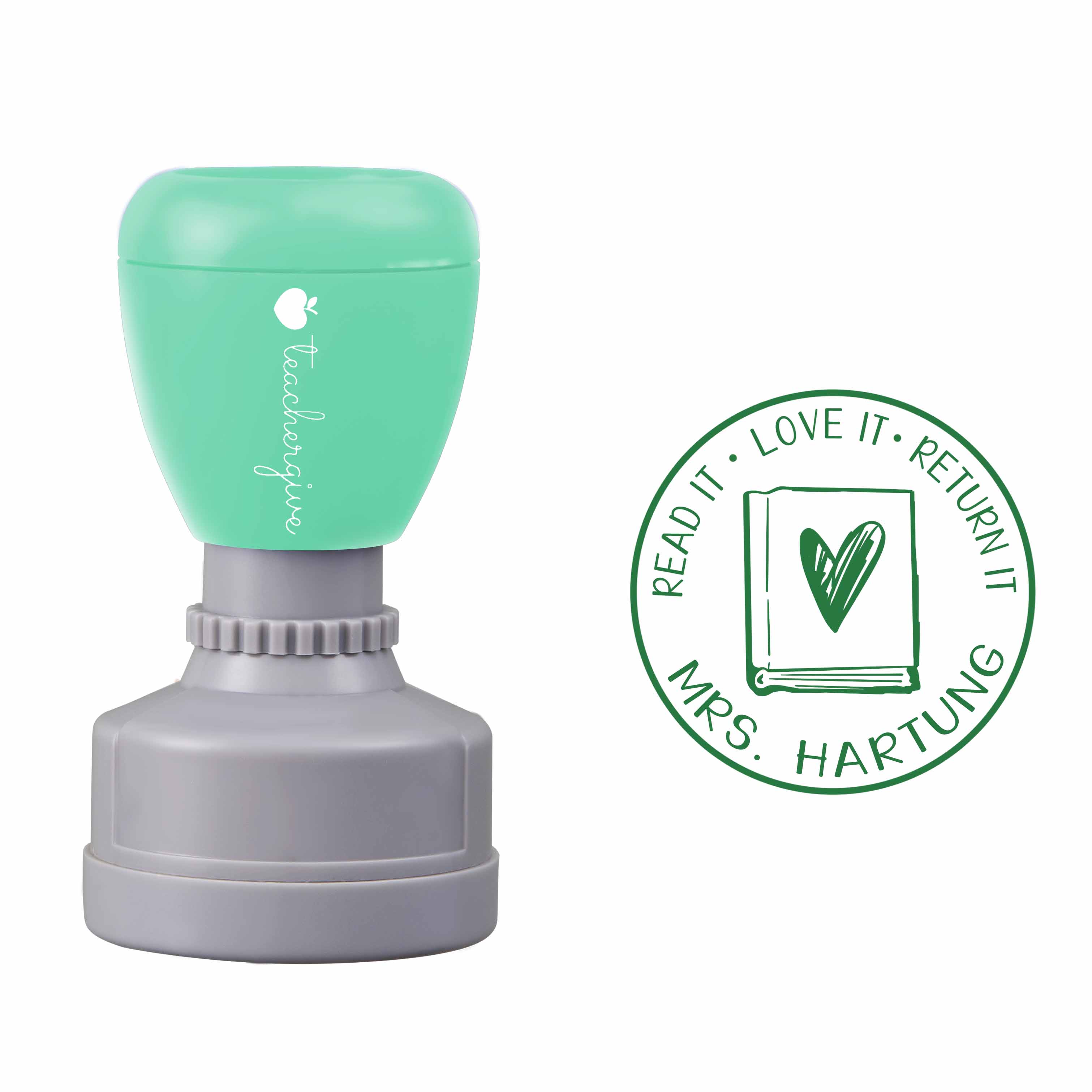 Personalized Name Read Love Return It Teacher Stamp