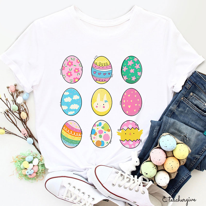 Rich Pattern Eggs Teacher T-Shirt