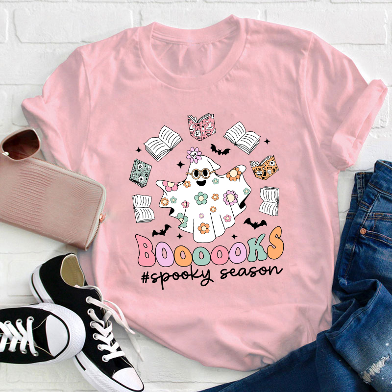 Boooooks Spooky Season Teacher T-Shirt