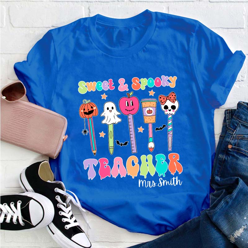 Personalized Name Sweet Spooky Teacher T-Shirt