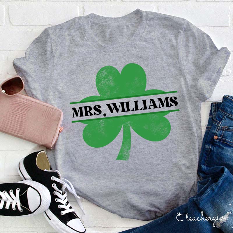 Personalized Clover Teacher T-Shirt