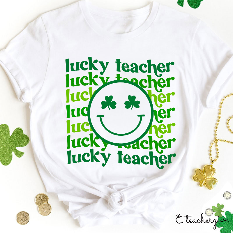 Lucky Teacher Check Teacher T-Shirt