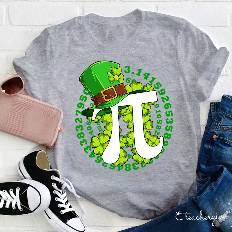 Irish Number Pi Leprechuaun Hat Teacher T-Shirt