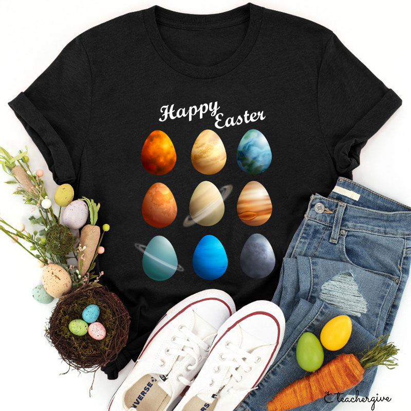 Happy Easter Planets Teacher T-Shirt