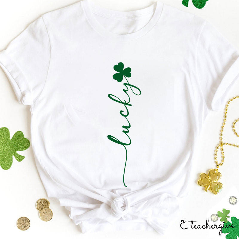 Clover Flower Lucky Stem Teacher T-Shirt