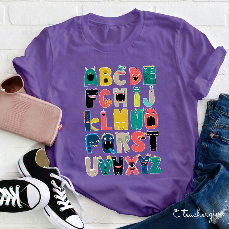 Cartoon Monster Alphabet Teacher T-Shirt