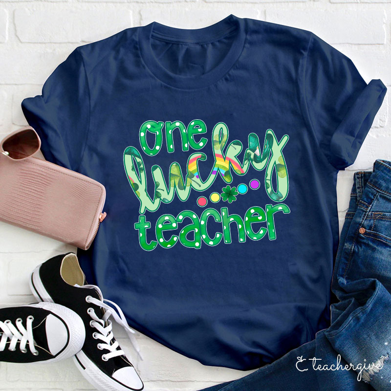 One Rainbow Color Lucky Teacher T-Shirt