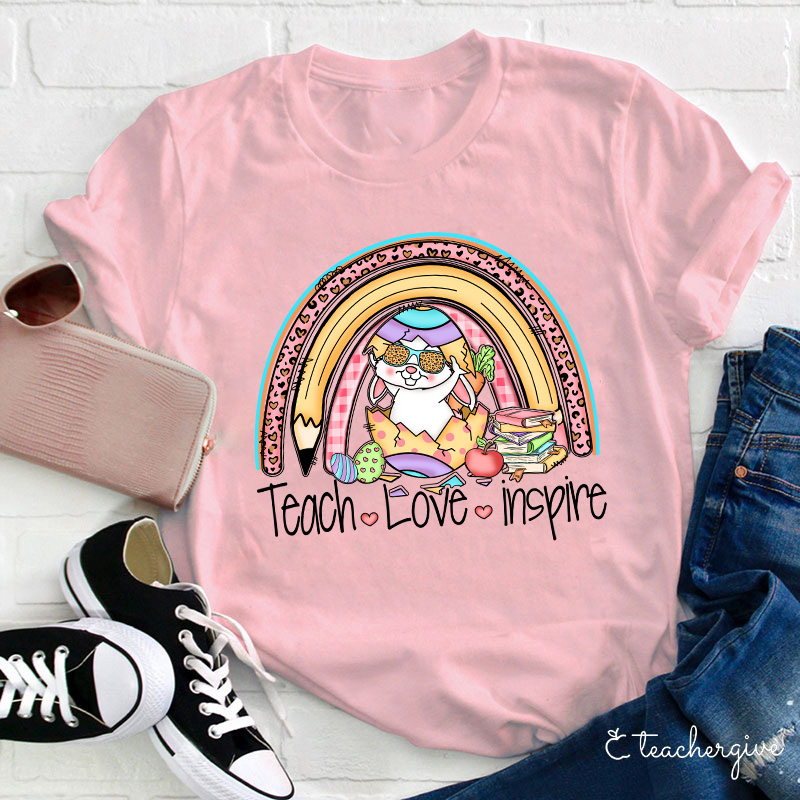 Teach Love And Inspire Rainbow Teacher T-Shirt