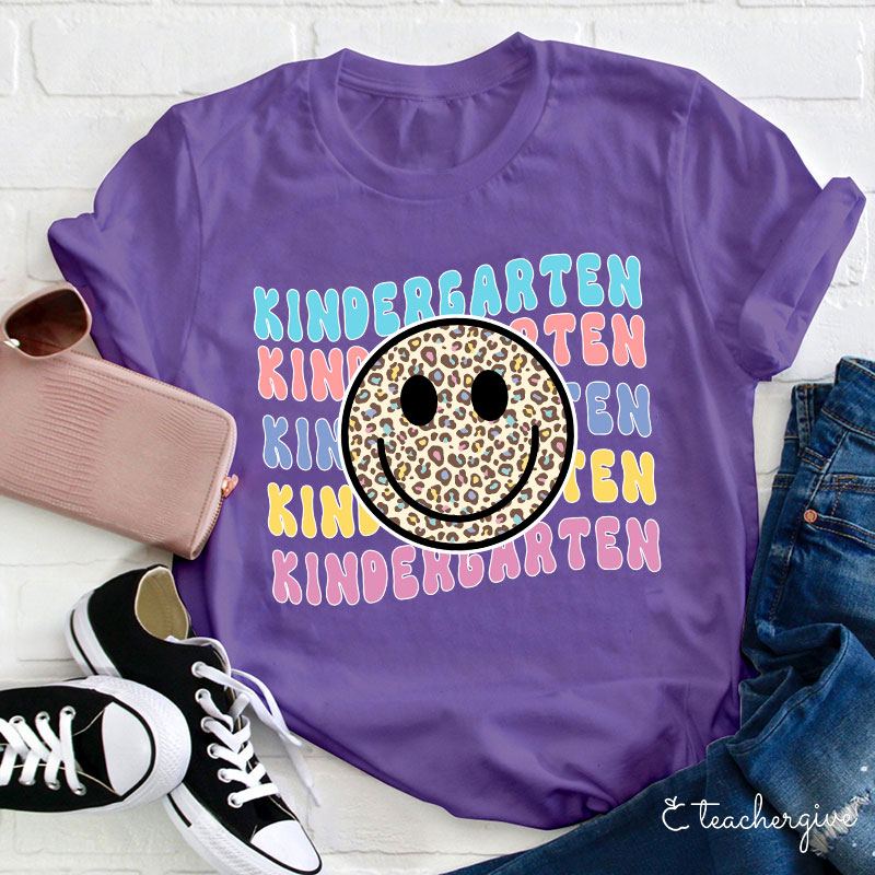 Personalized Leopard Print Smile Kindergarten T-Shirt