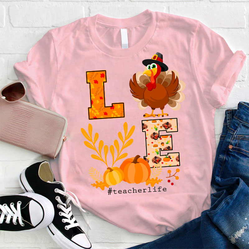 Turkey Pumpkin Love Teacher T-Shirt