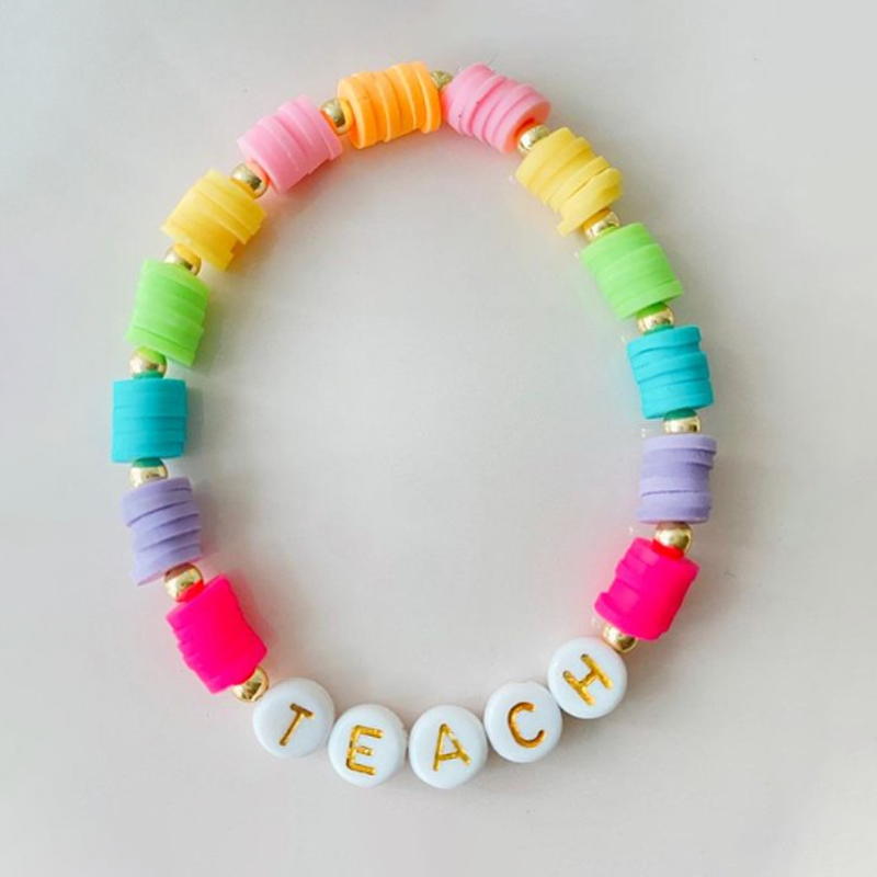 Teach Colorful Stripe Bead Bracelet