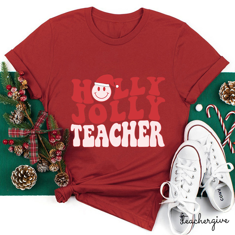 Holly Jolly Pink Teacher T-Shirt