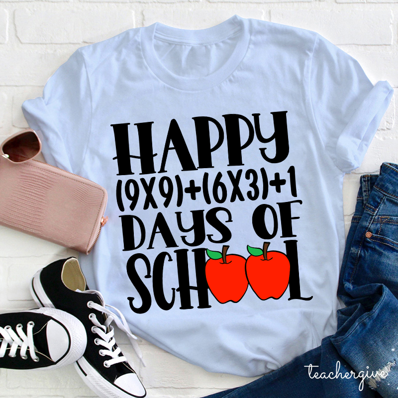 Math Equation Happy 100 Days Of School Teacher T-Shirt