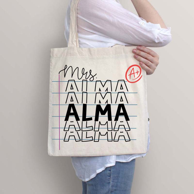 Personalized Teacher Name Tote Bag