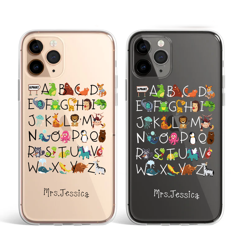 Personalized iPhone 13 Series Interesting English Alphabet And Animals Soft Gel TPU Case