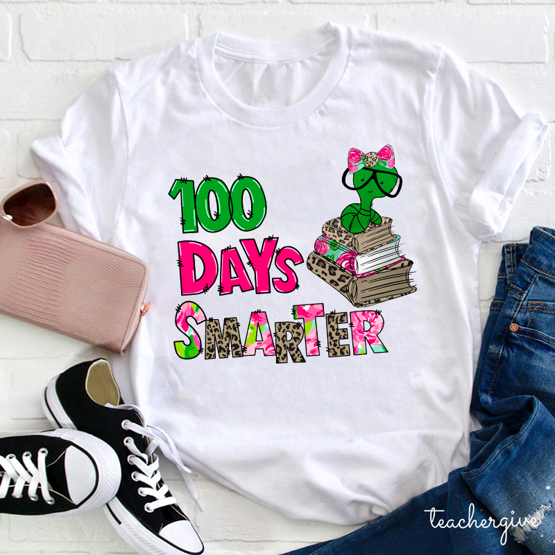 Bookworm 100 Days Smarter Teacher T-Shirt