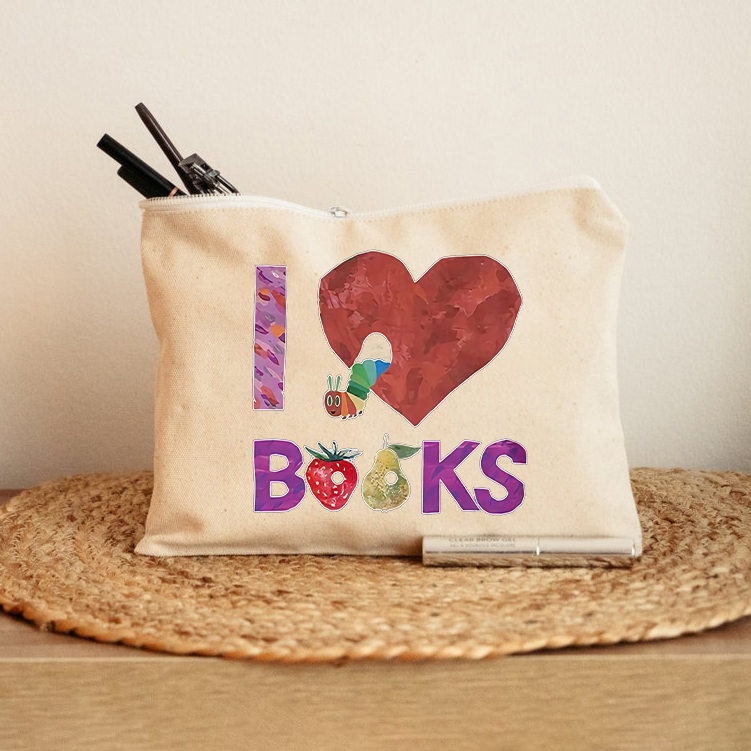 I Love Books Makeup Bag