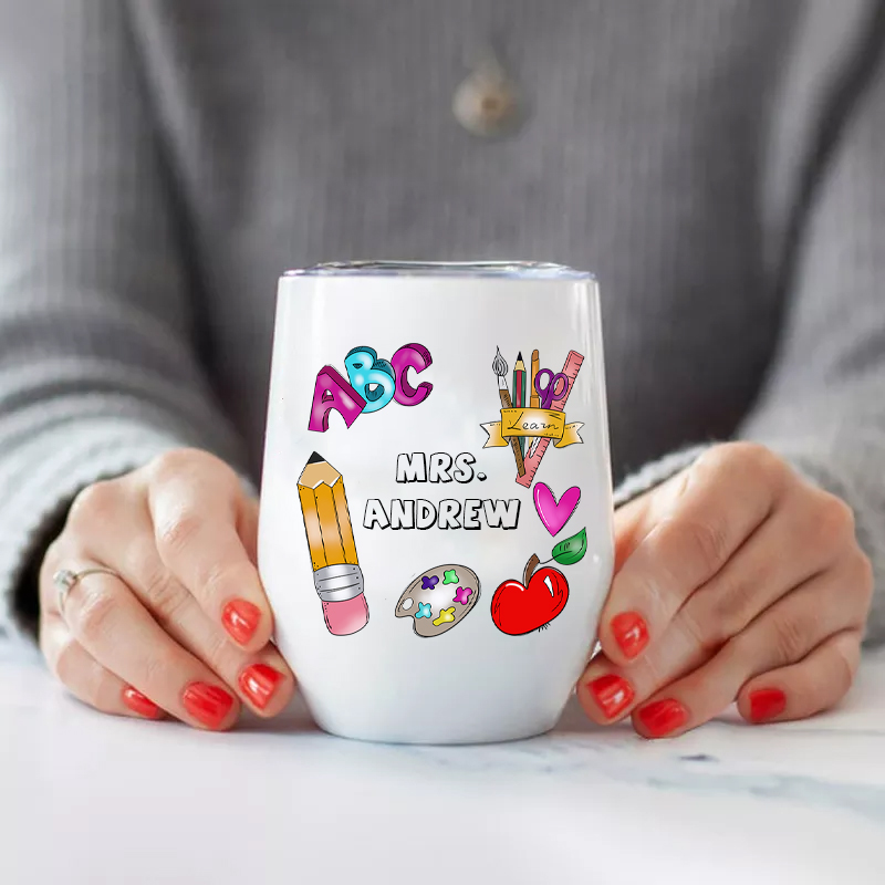 Personalized  ABC And Stationery  Wine Tumbler