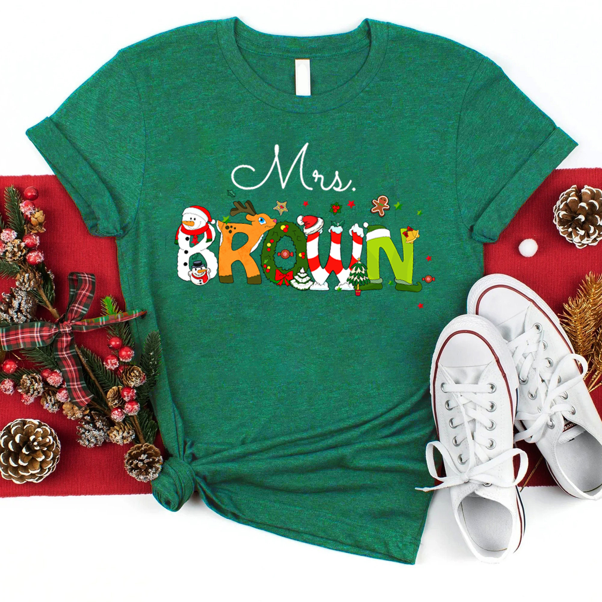 Personalized Christmas Style Teacher T-Shirt
