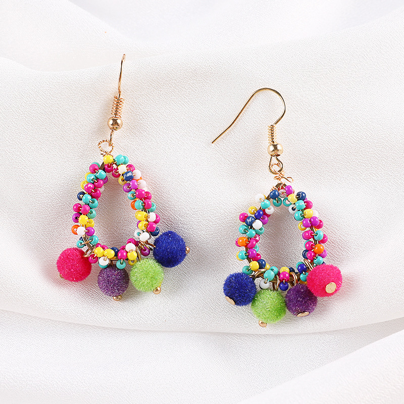 Colorful Ball And Bead Earrings