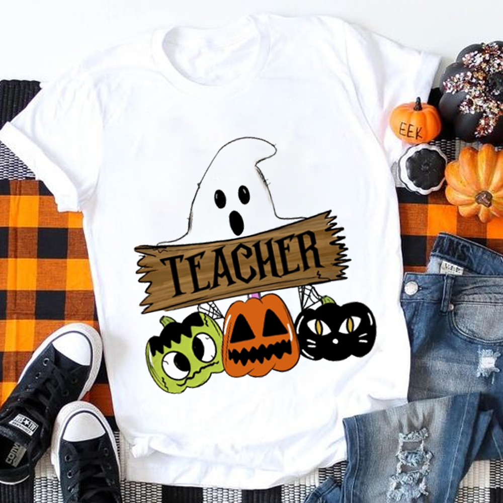Halloween Teacher Black Cat Teacher T-Shirt