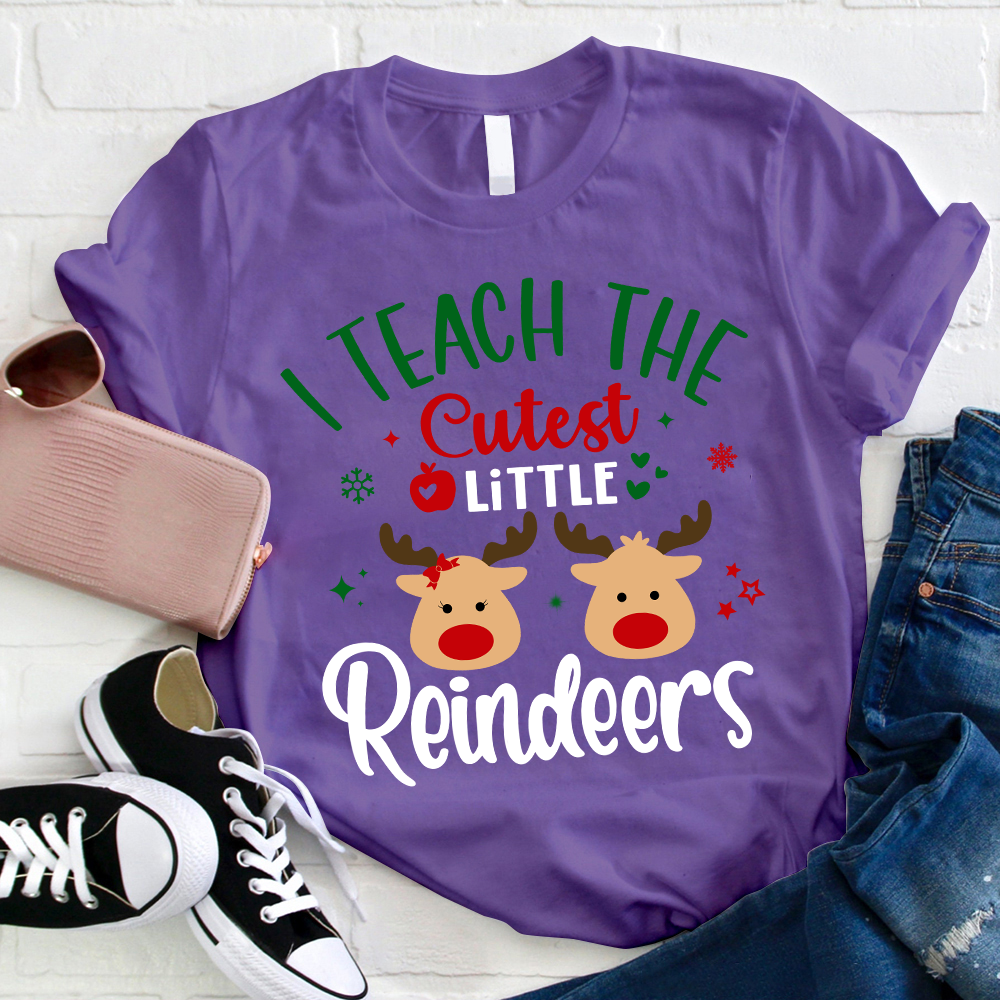 I Teach The Cutest Little Reindeers Teacher T-Shirt
