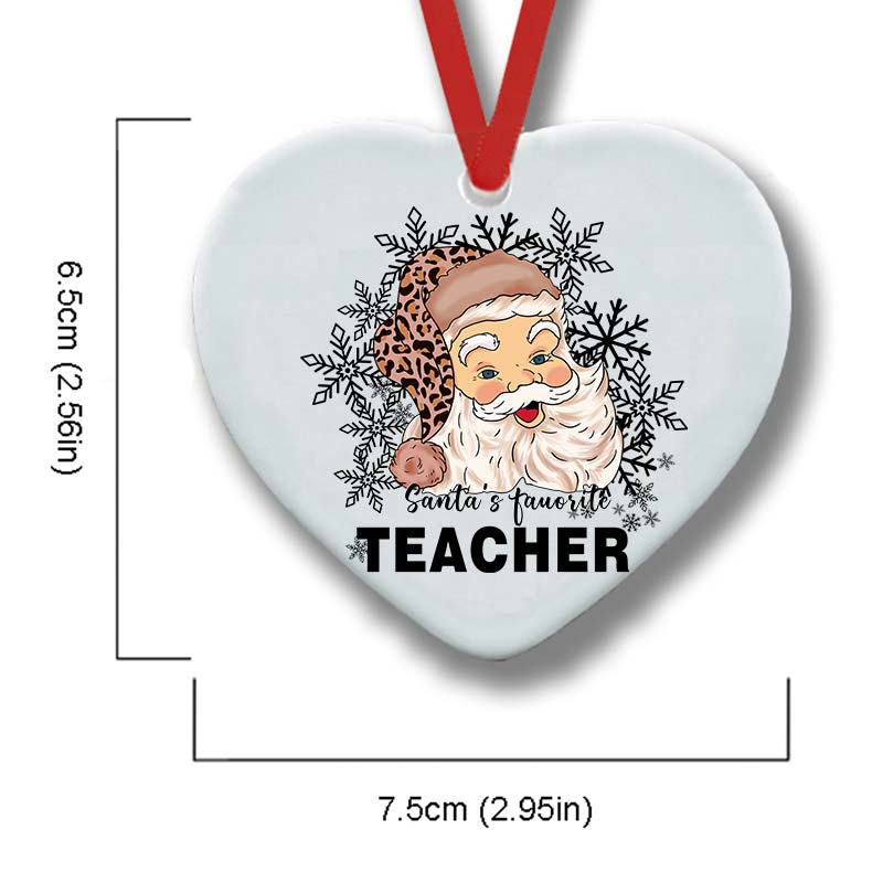 Christmas Santa's Favorite Teacher Ceramic Christmas Ornament