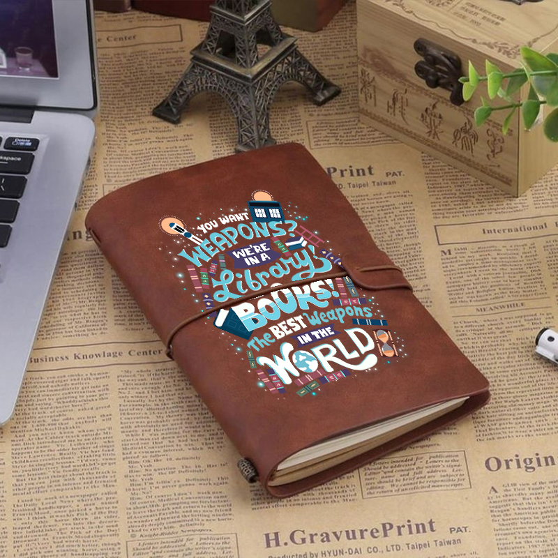 We Are In A Library Faux Leather Notebook