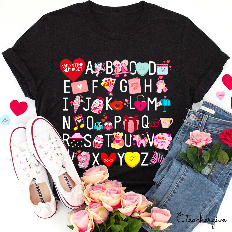 Valentine Alphabet Teacher T-Shirt