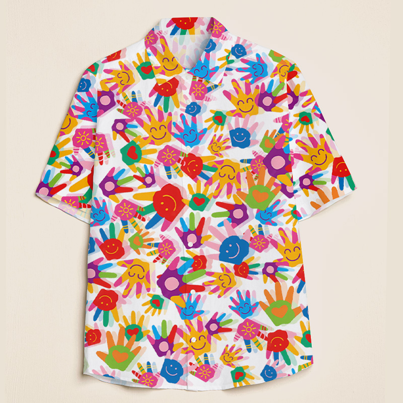 Colorful Love Palm Teacher Short Sleeve Shirt
