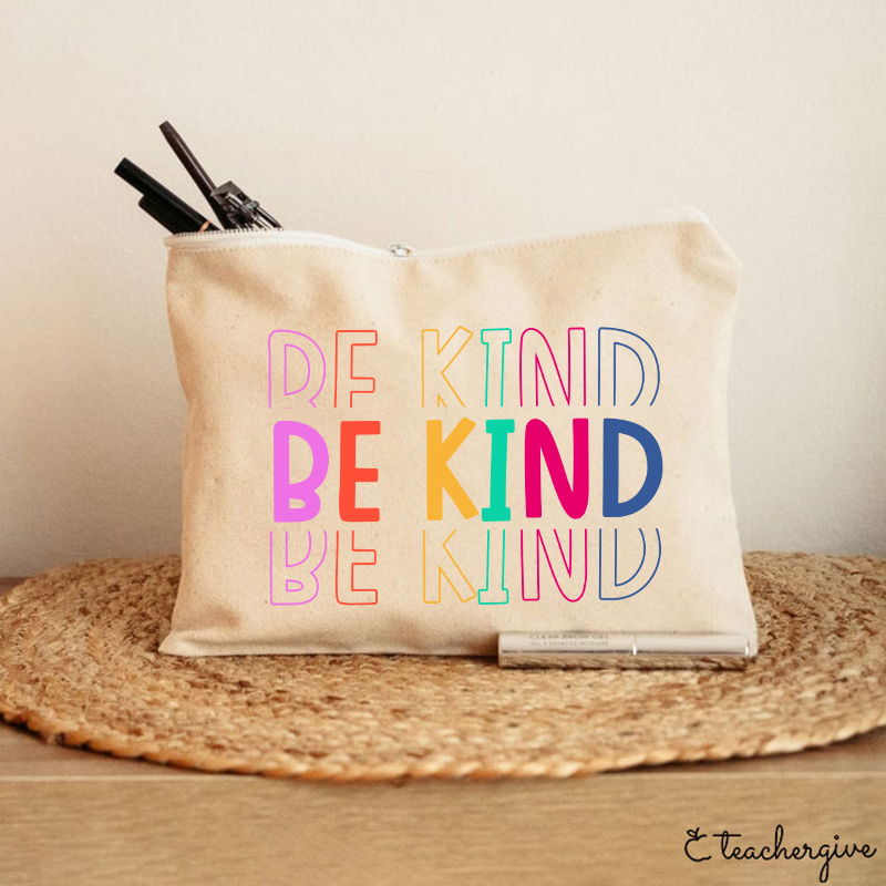 Be Kind Colorful Stripes Teacher Makeup Bag