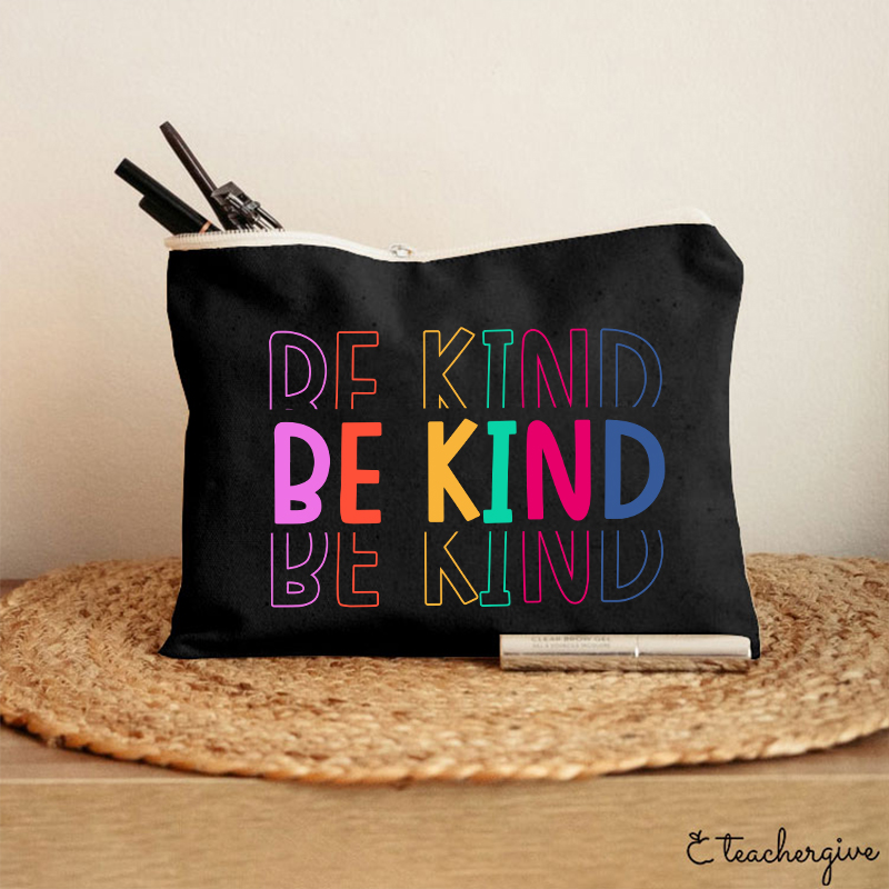 Be Kind Colorful Stripes Teacher Makeup Bag